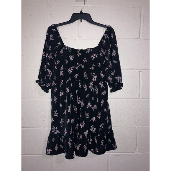 Inspired Heart Mini Dress Womens Size L Black Pink Floral - Picture 2 of 16